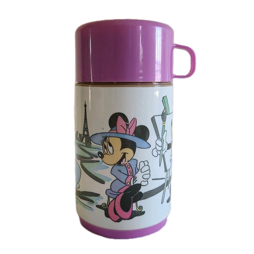 VTG Vintage Disney Mickey Mouse Minnie Mouse In Paris Aladdin Thermos